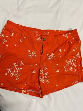 a.n.a Orange Floral Twill Shorts